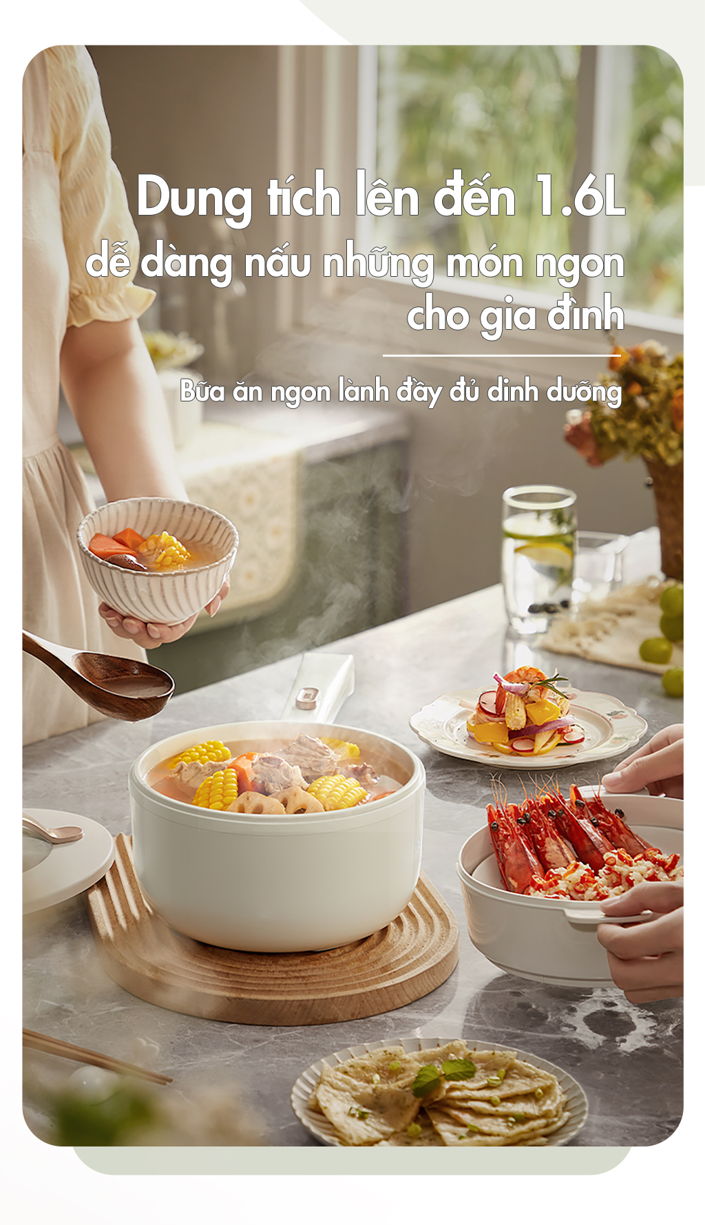 Nồi nấu đa năng Bear DRG-E15P2 - Hàng chính hãng - Tiếng Anh/Việt - BH 18 tháng - Full VAT