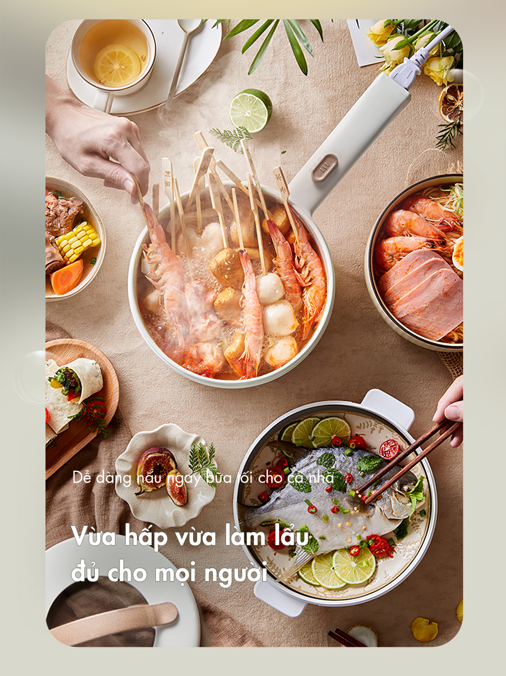 Nồi nấu đa năng Bear DRG-E15P2 - Hàng chính hãng - Tiếng Anh/Việt - BH 18 tháng - Full VAT