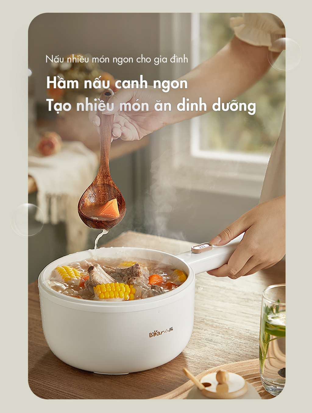 Nồi nấu đa năng Bear DRG-E15P2 - Hàng chính hãng - Tiếng Anh/Việt - BH 18 tháng - Full VAT