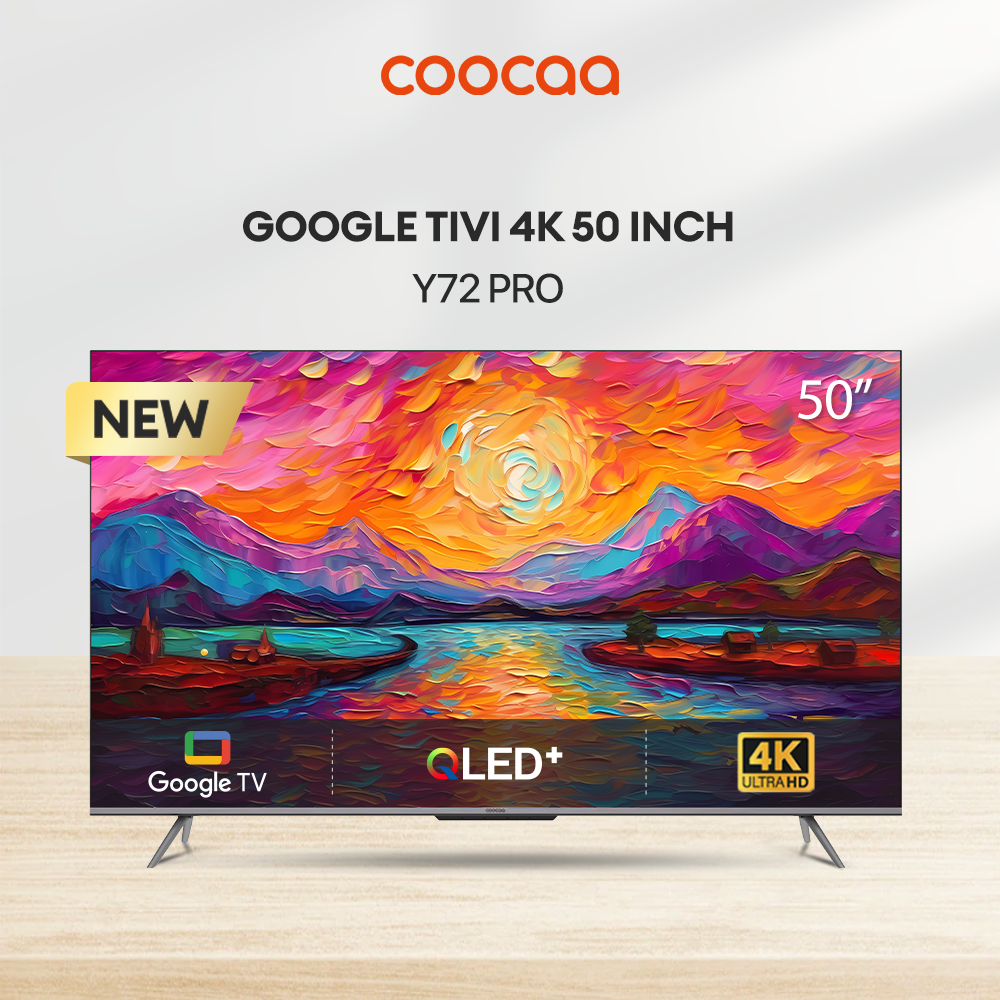 Google Tivi Coocaa 50Y72 Pro 4K 50 inch (Màn hình QLed+) - Quốc Tế - Hàng chính hãng