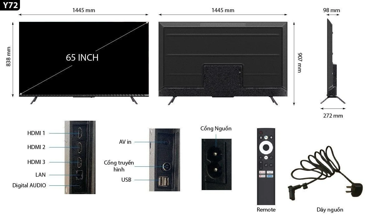 Google Tivi Coocaa 65Y72 4K 65 inch - Quốc Tế - Hãng chính hãng