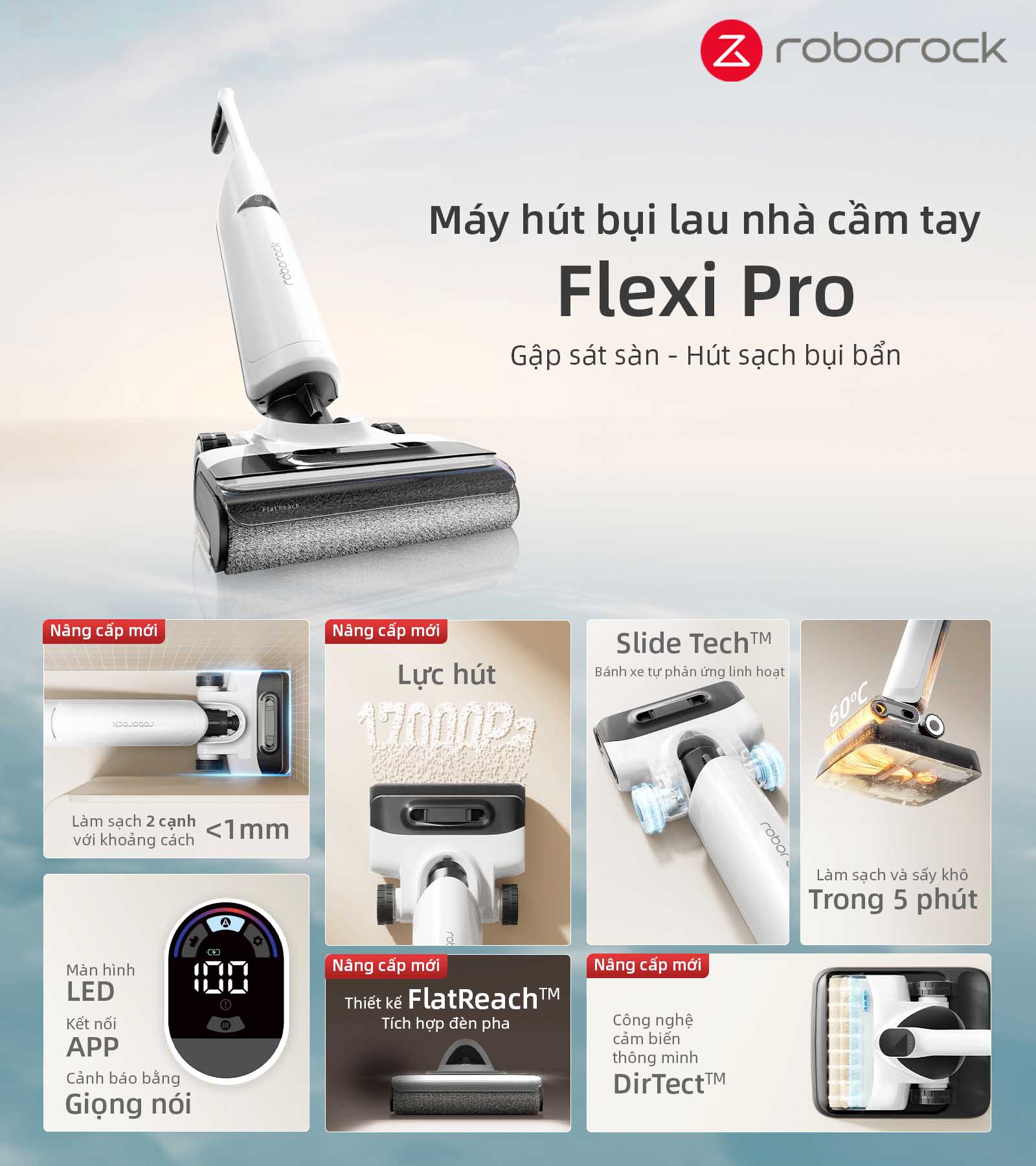 Máy hút bụi lau nhà không dây - Roborock Flexi Pro - Chính hãng