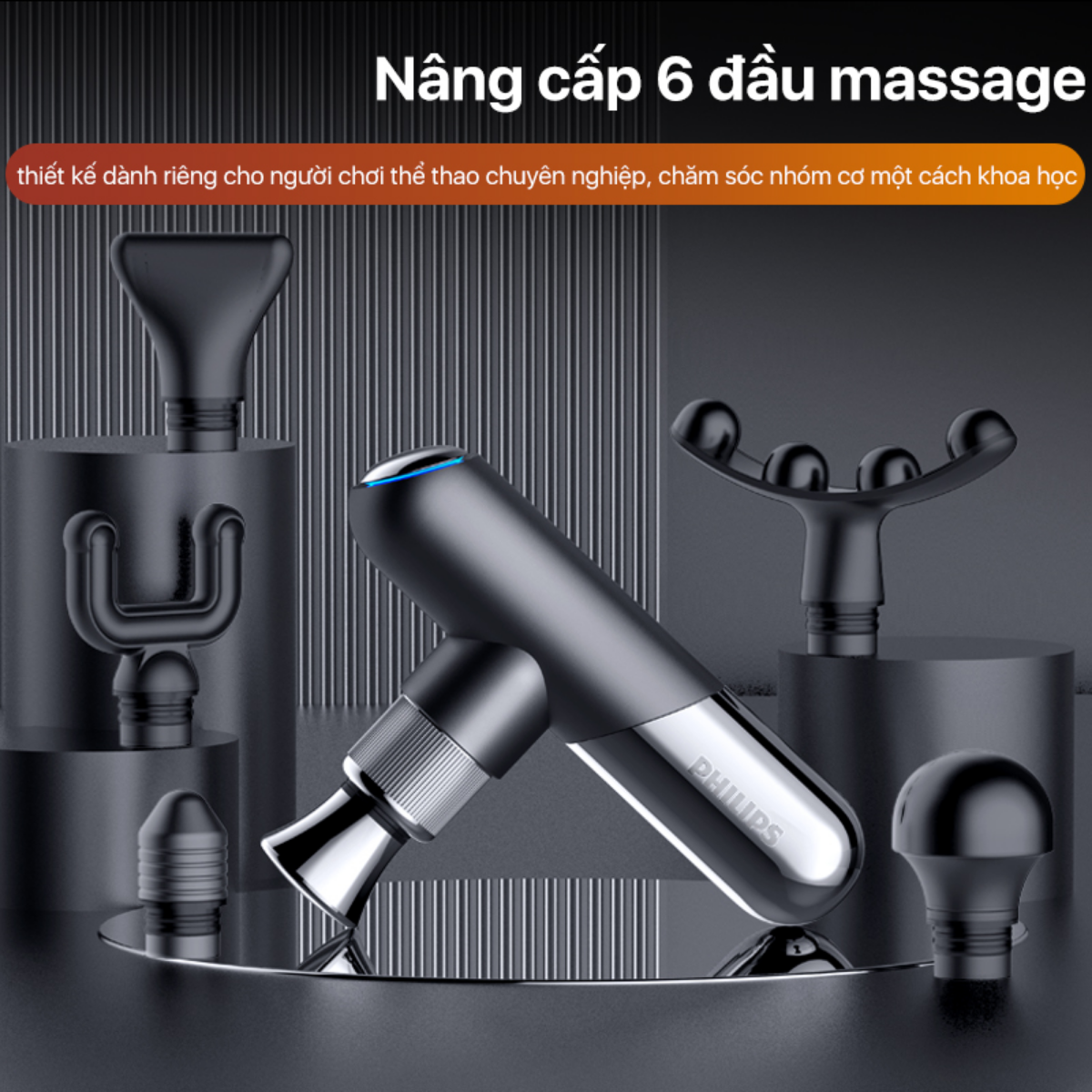 Máy massage cầm tay 6 đầu thay thế philips 7501 