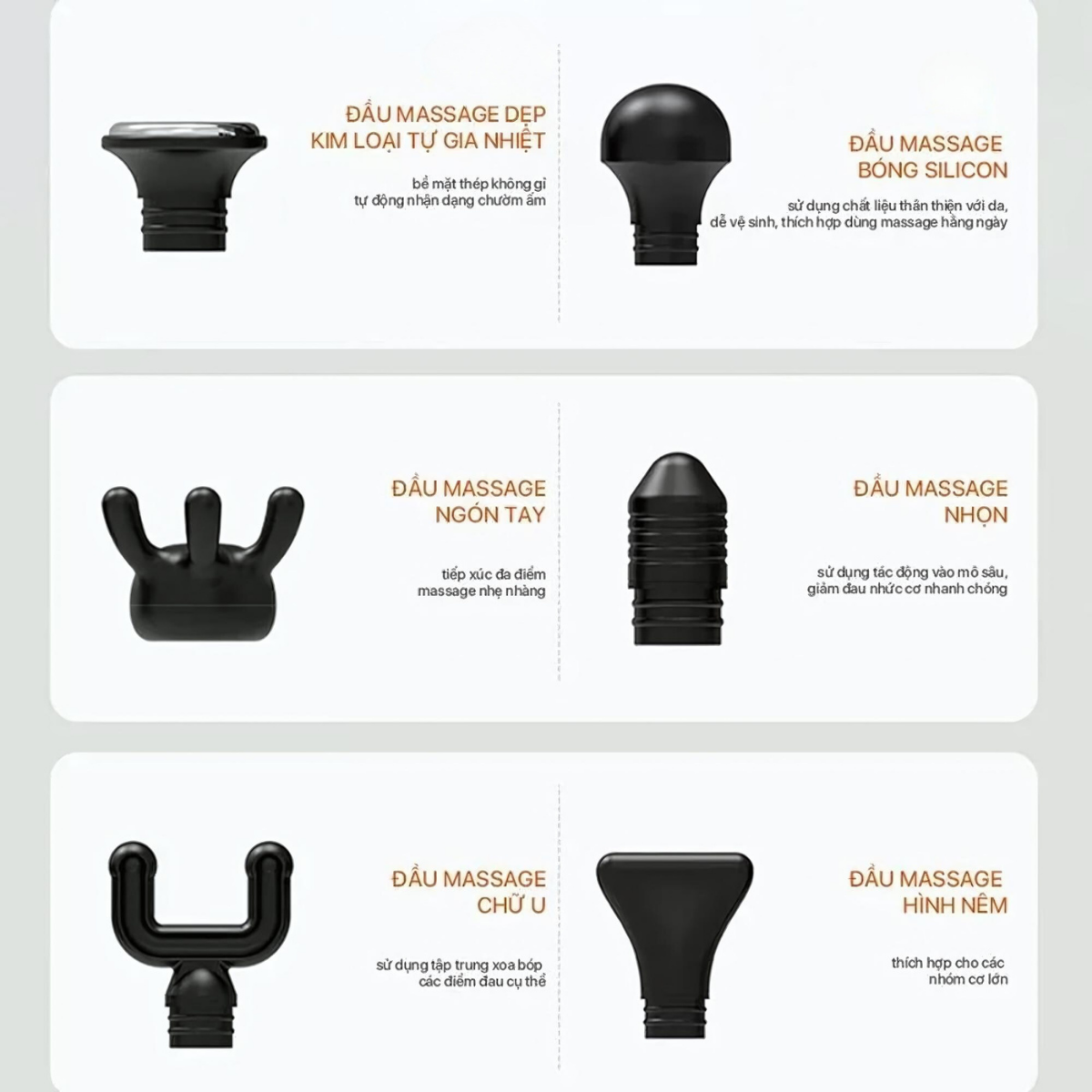 Cách dùng 6 đầu massage của súng cầm tay mini PHILIPS PPM7303