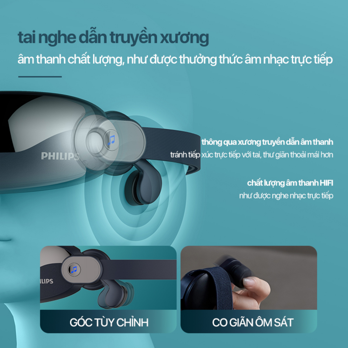 Máy massage mắt PHILIPS PPM2702 tai nghe truyền xương