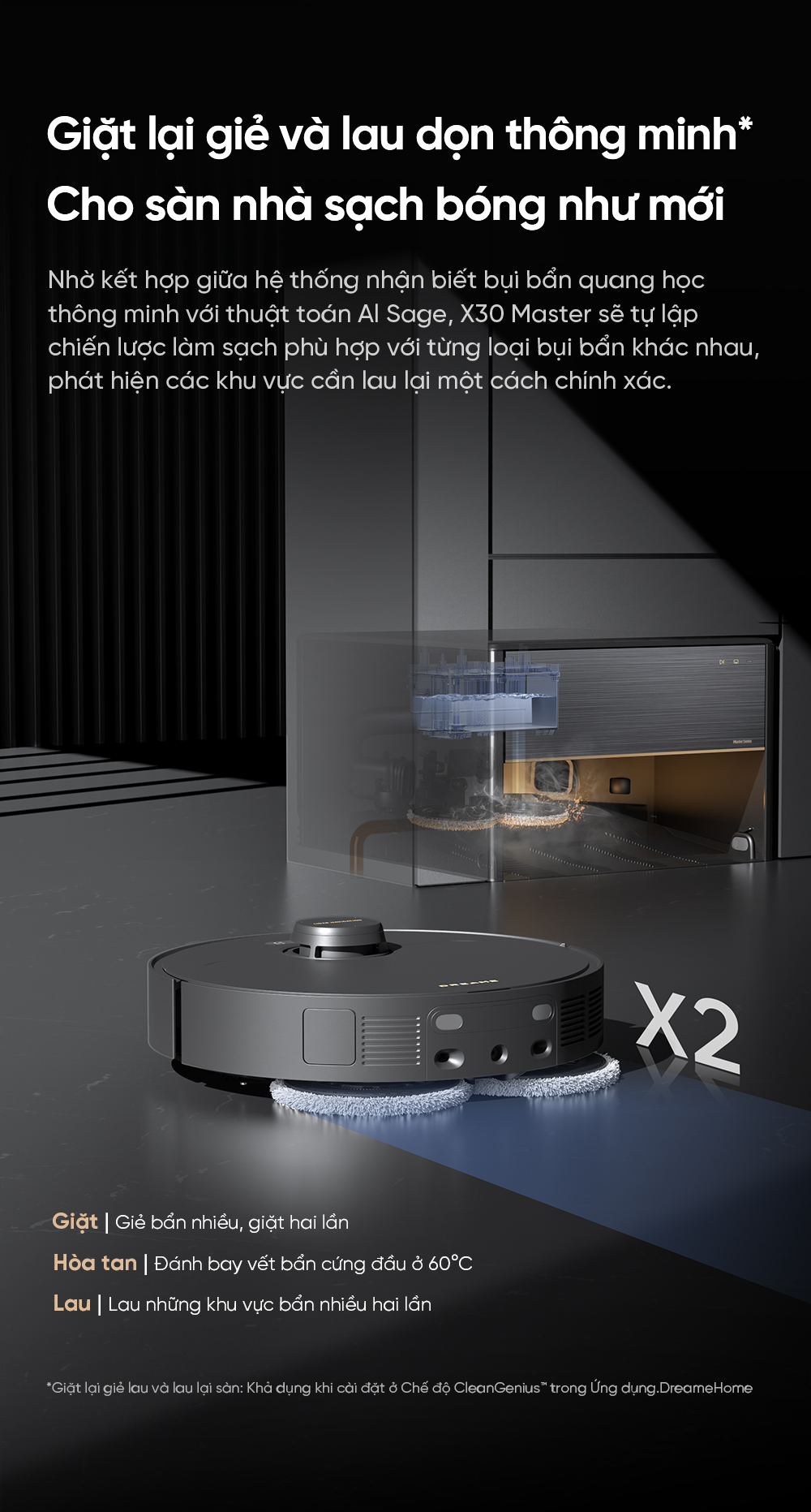 Robot hút bụi lau nhà Dreame X30 Master