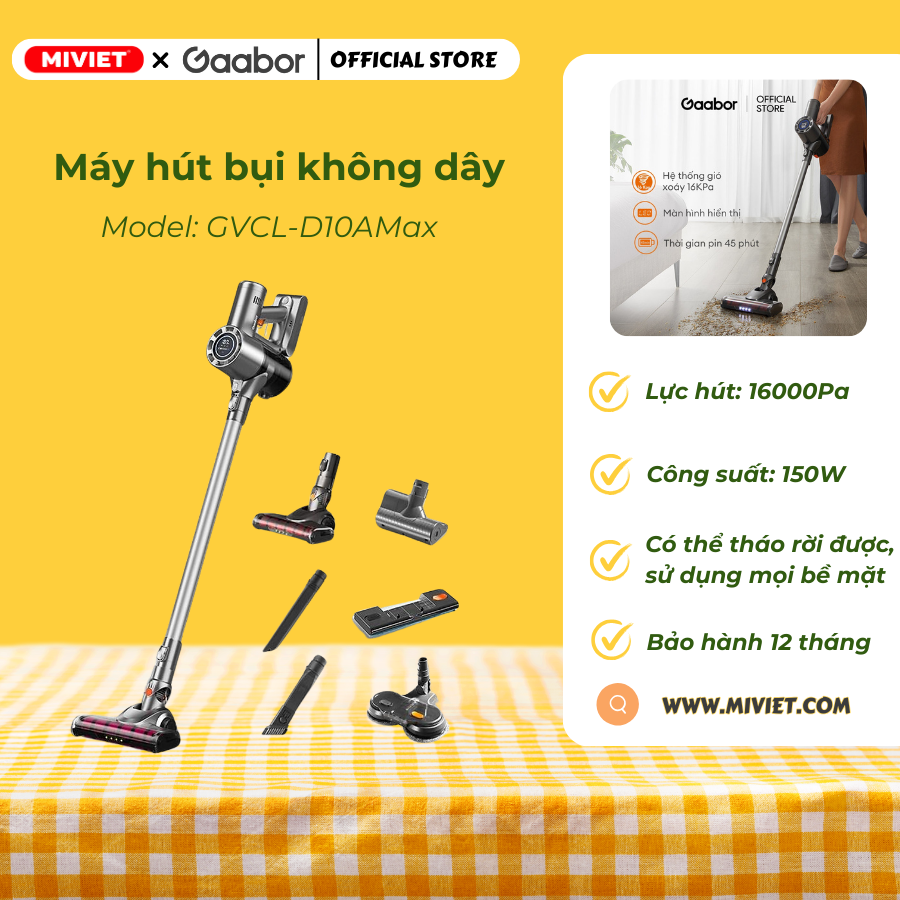 Máy hút bụi không dây Gaabor GVCL-D10AMax Máy hút bụi không dây Gaabor GVCL-D10AMax chính hãng