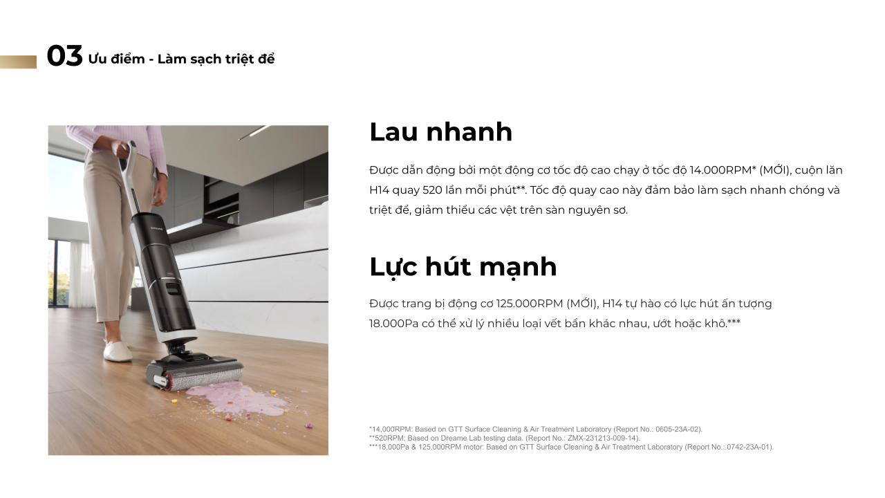 Đặc điểm máy hút bụi lau sàn cầm tay không dây Dreame H14