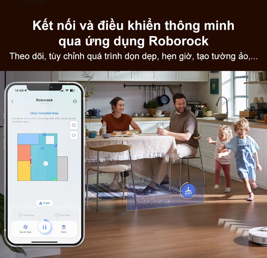 Robot hút bụi lau nhà Roborock Q Revo Master - Bản quốc tế - Chính hãng Điều khiển từ xa qua ứng dụng Roborock