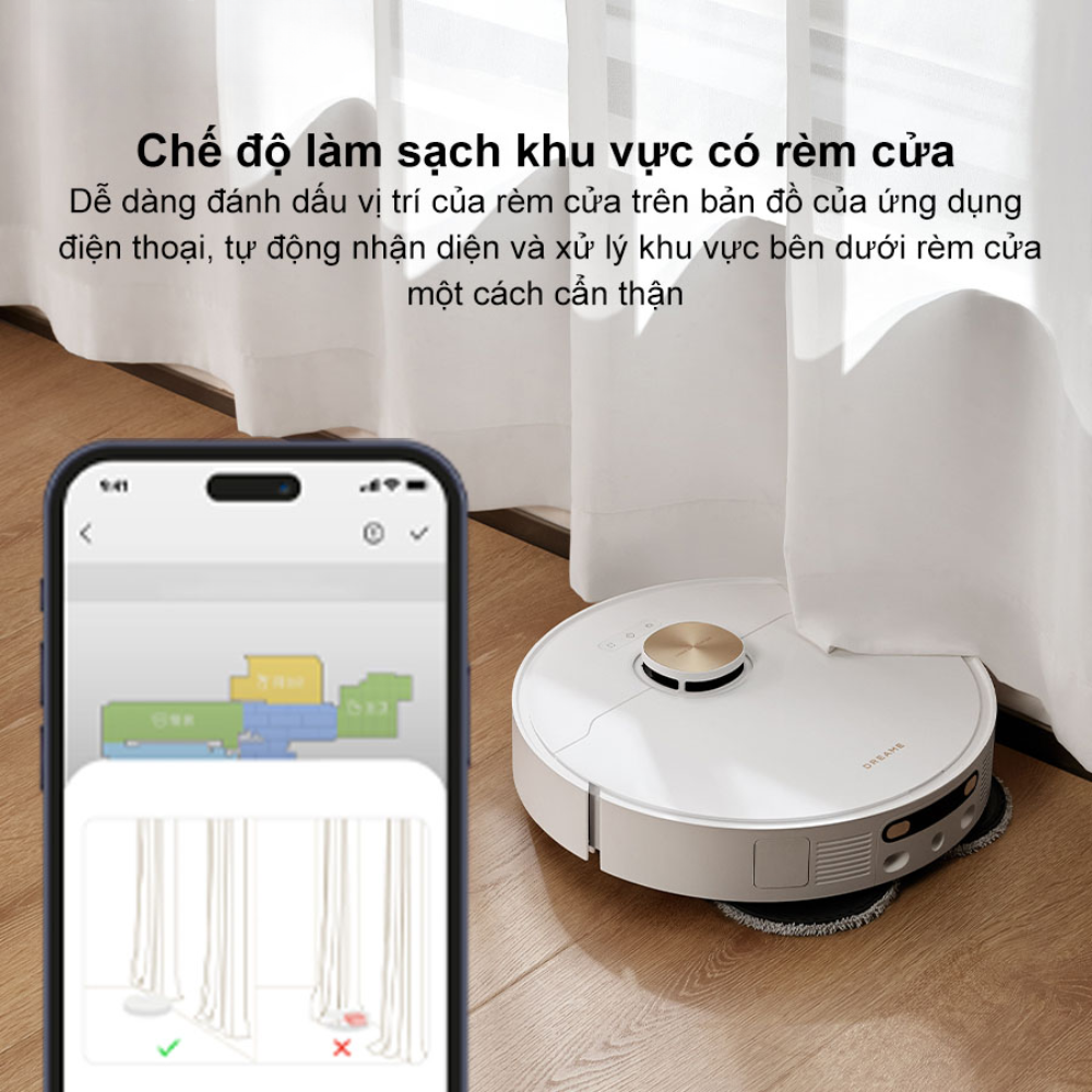 Chế độ làm sạch khu vực có rèm cửa