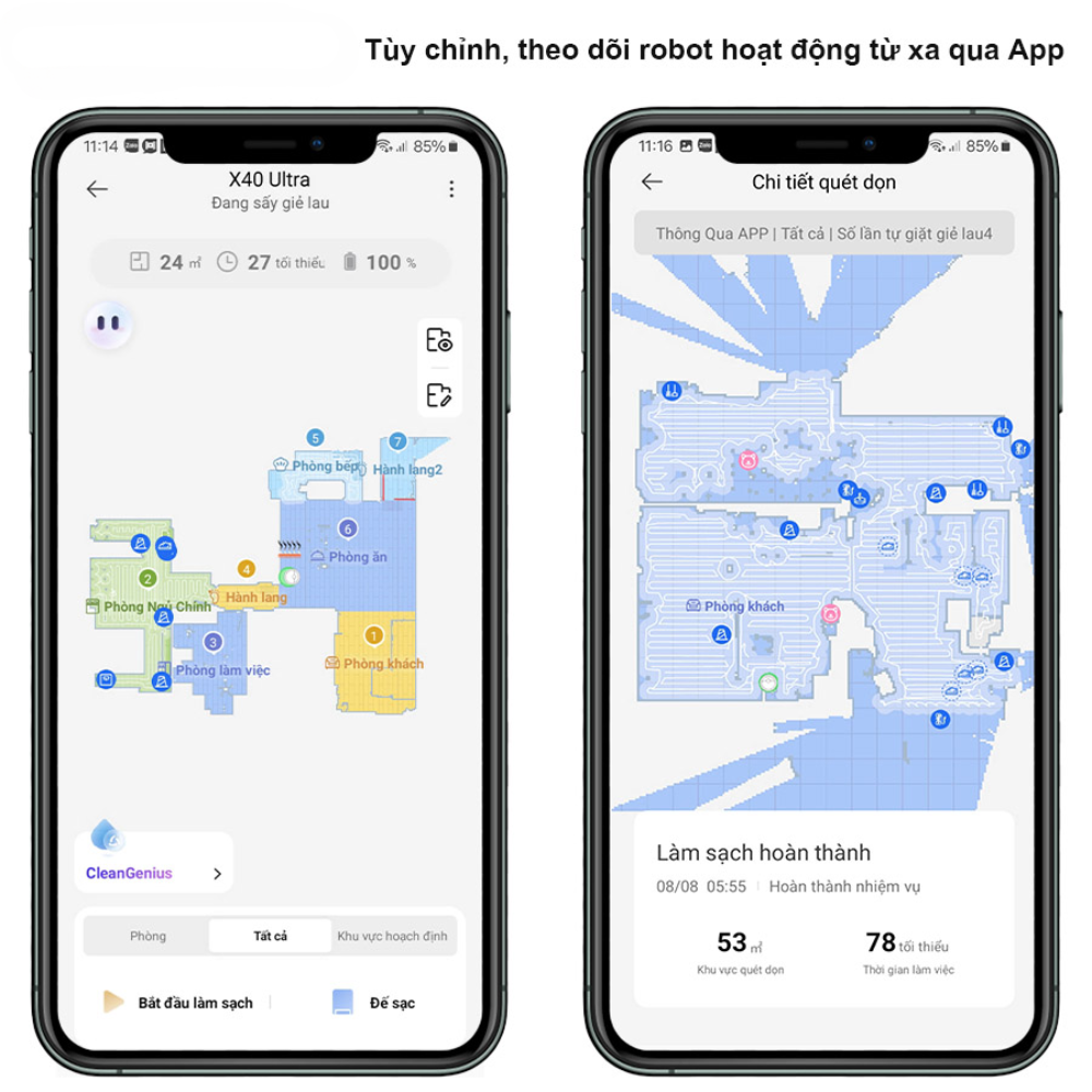 Tùy chỉnh và theo dõi hoạt động của rbot qua app