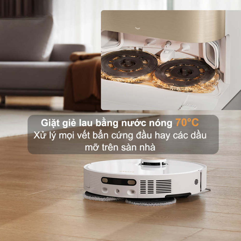 Robot hút bụi lau sàn Dreame X40 Ultra sở hữu chức năng giặt giẻ bằng nước nóng 70 độ