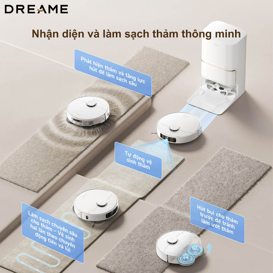Robot hút bụi lau nhà Dreame L30s Ultra - Bản quốc tế - Chính hãng Nhận diện và làm sạch thảm thông minh