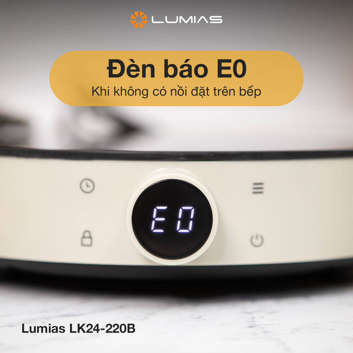 Đèn báo E0 khi không có nồi trên bếp