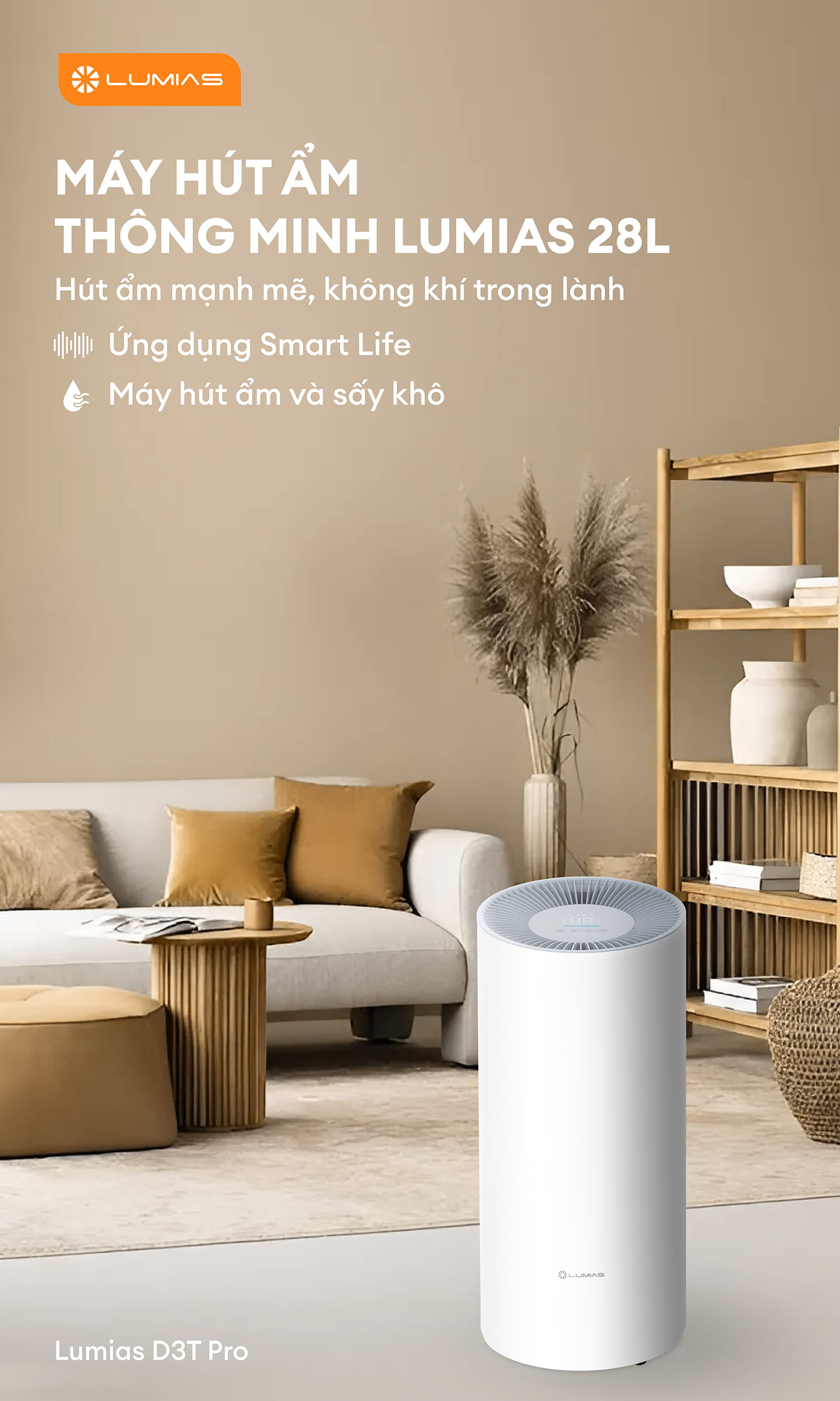 Máy hút ẩm LUMIAS D3T PRO 28L