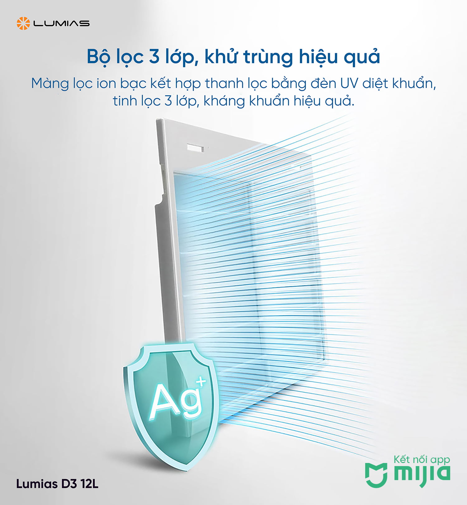 Bộ lọc 3 lớp, khử trùng hiệu quả