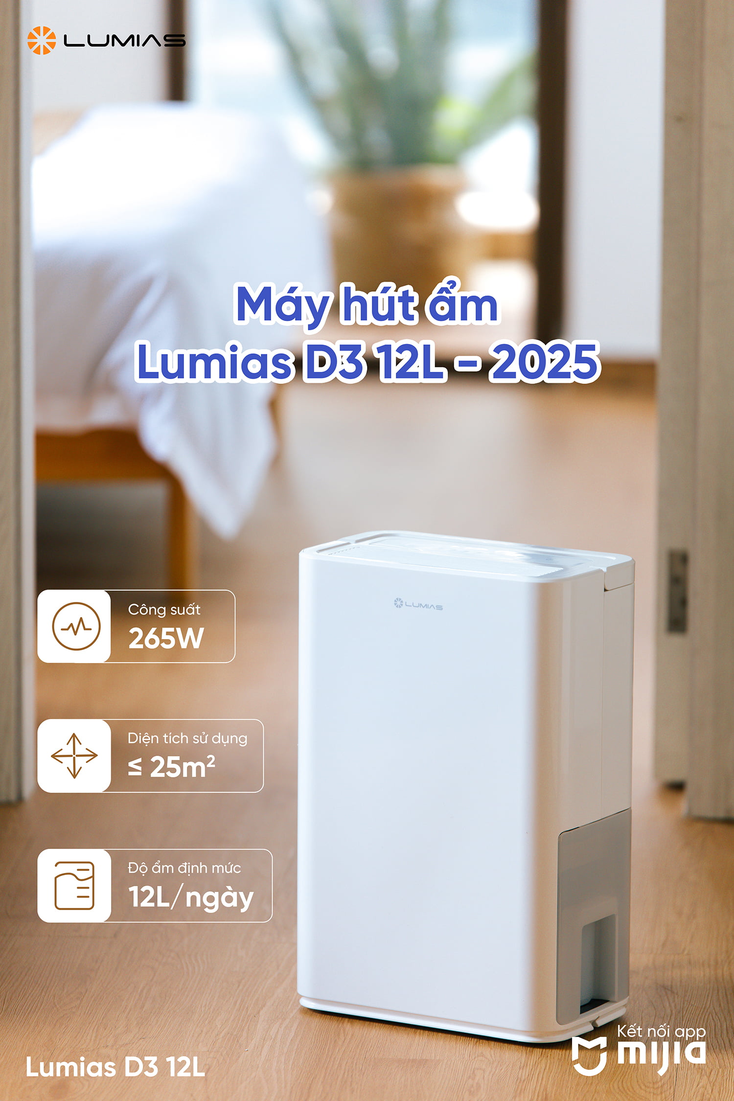 Máy hút ẩm thông minh LUMIAS D3 12L 2025