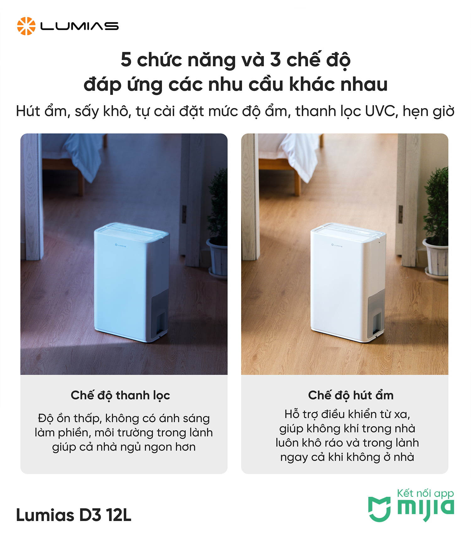 5 chức năng và 3 chế độ đáp ứng các nhu cầu khác nhau