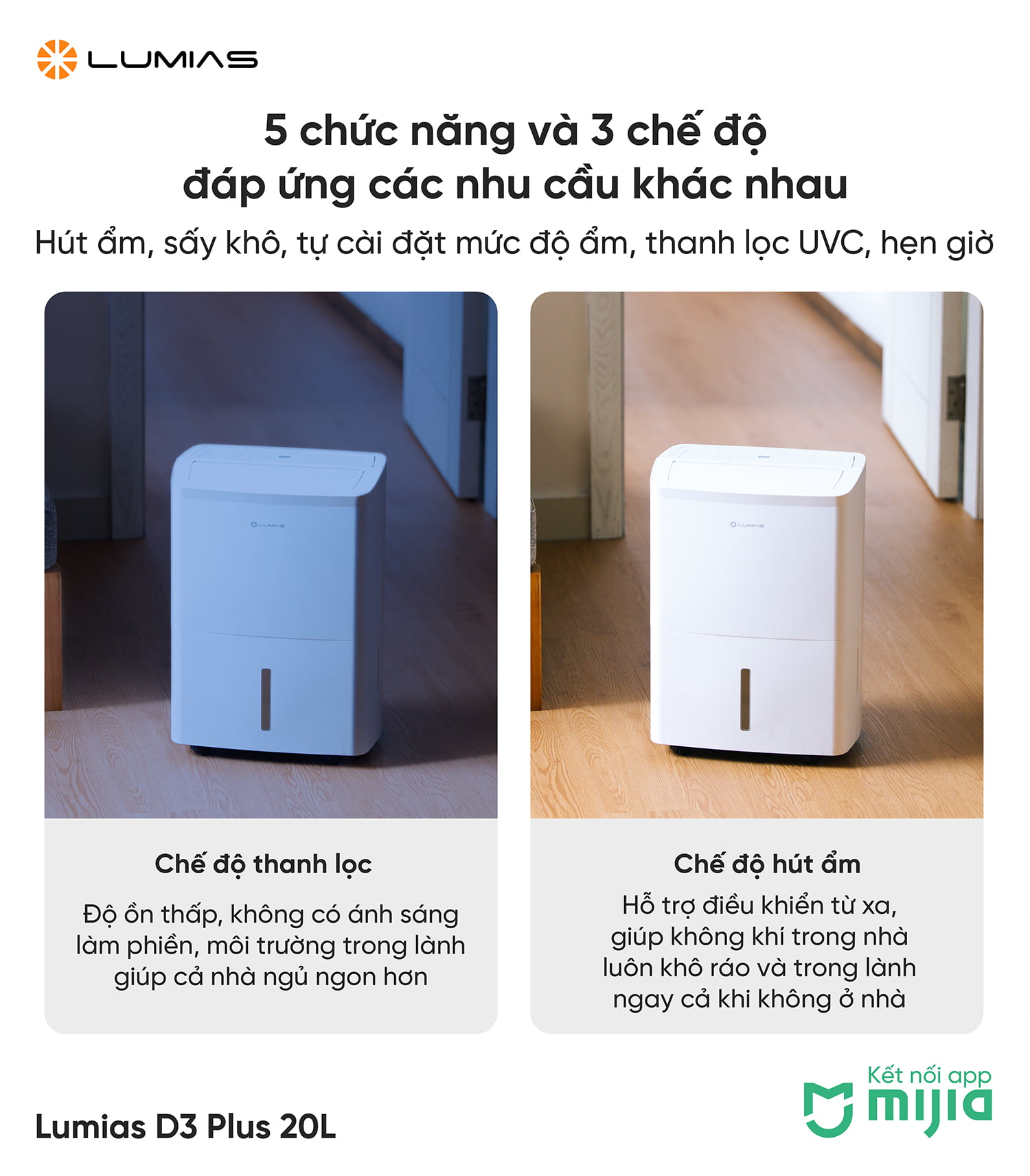 5 chức năng và 3 chế độ đáp ứng các nhu cầu khác nhau