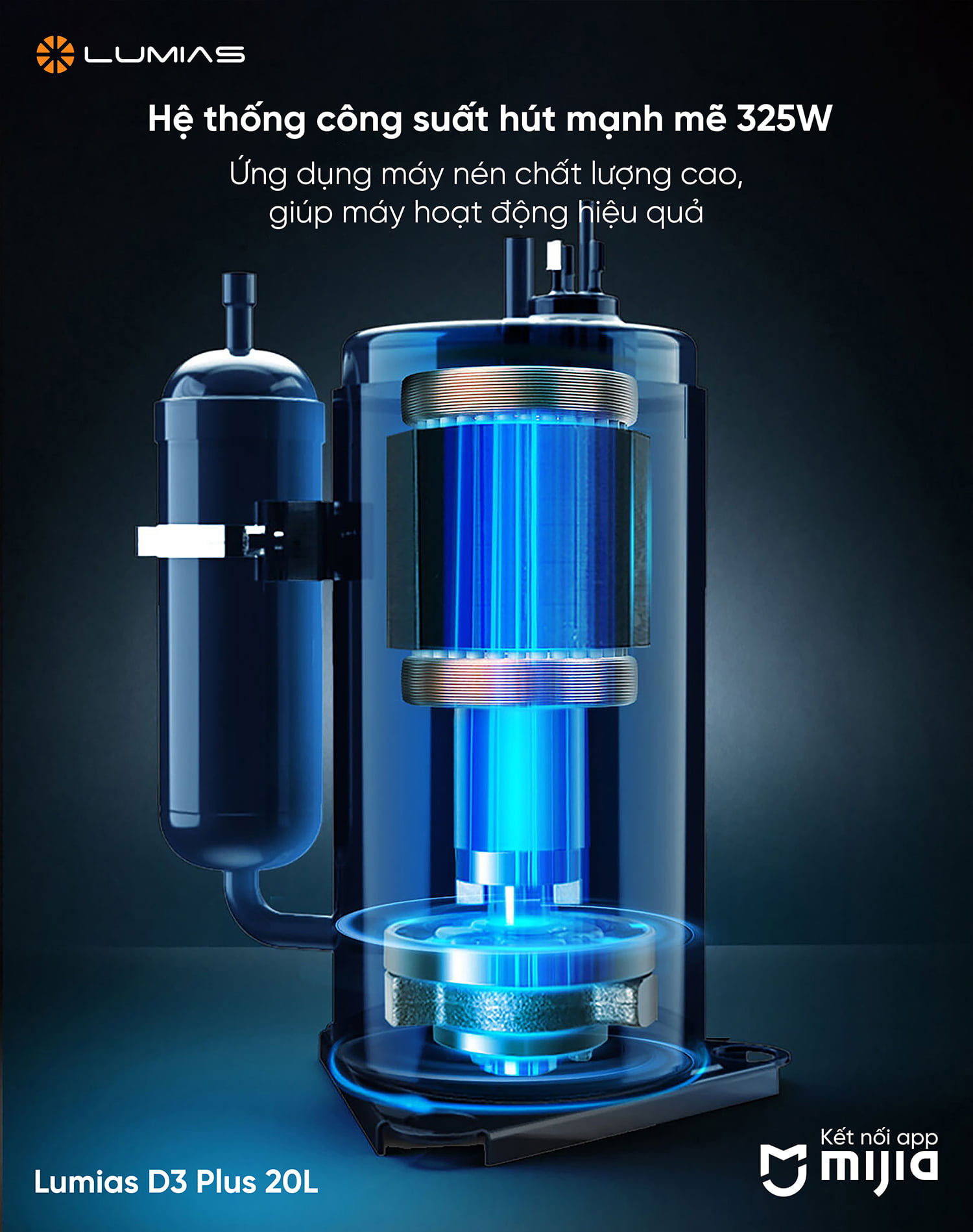 Hệ thống công suất hút mạnh mẽ 325W