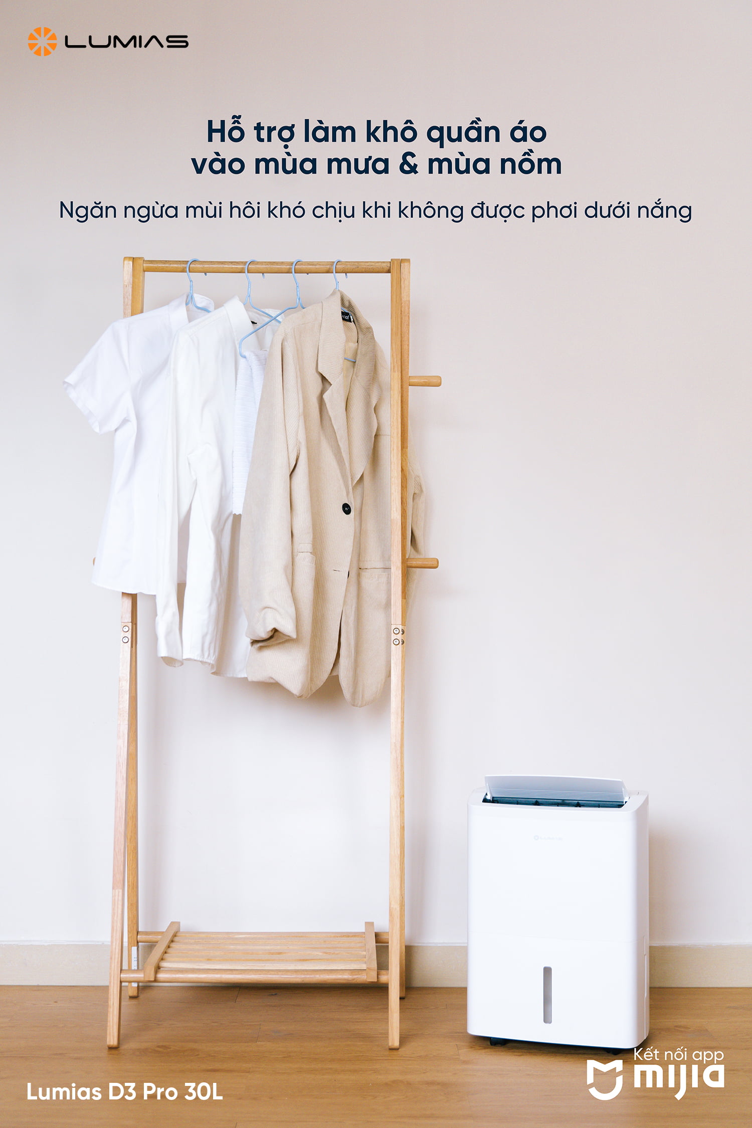 Hỗ trợ làm khô quần áo vào mùa mưa và mùa nồm