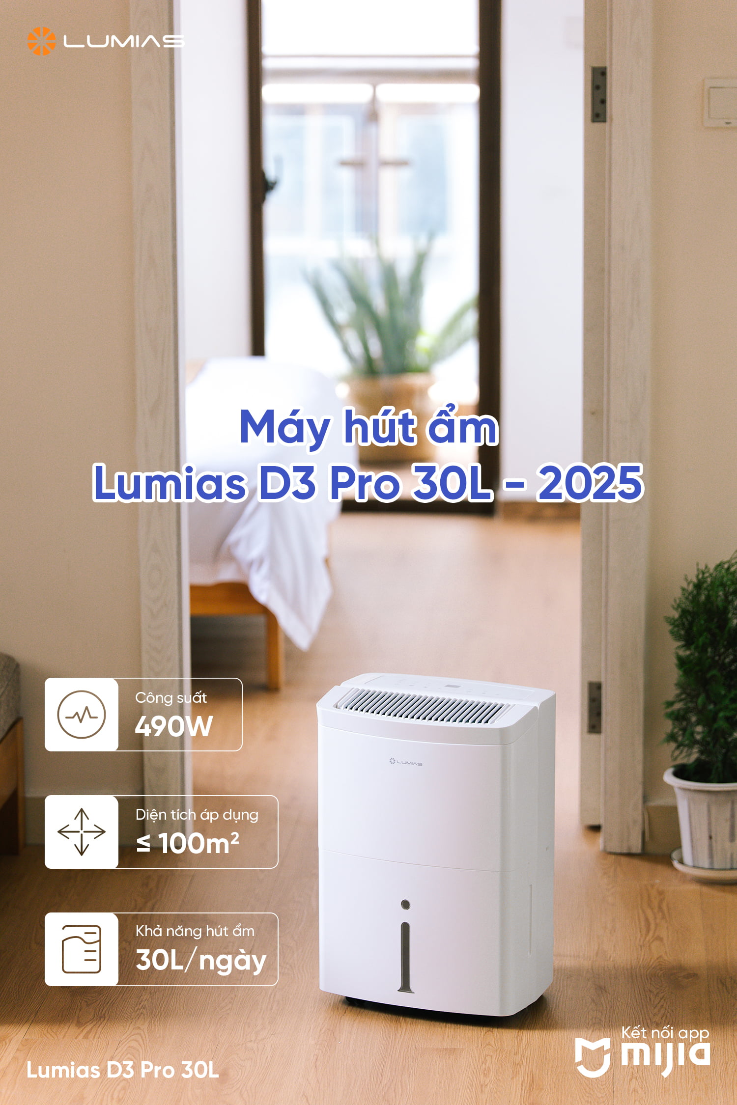 Máy hút ẩm thông minh LUMIAS D3 PRO 30L