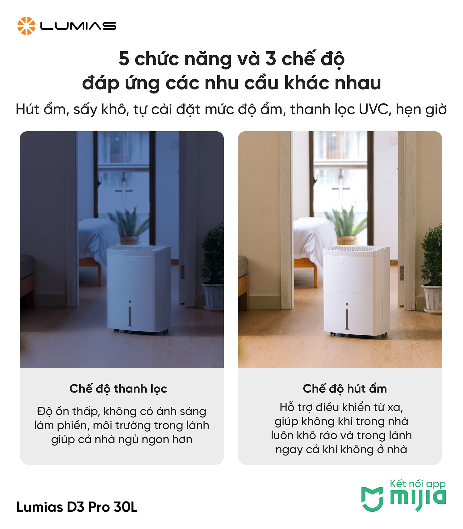 5 chức năng và 3 chế độ đáp ứng các nhu cầu khác nhau