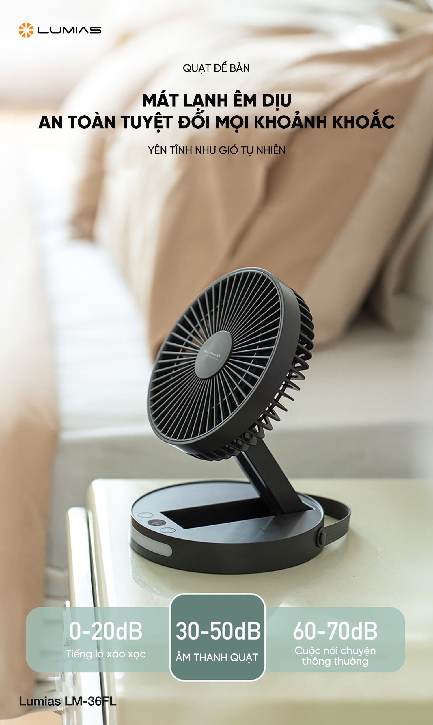 Quạt để bàn LUMIAS LM-36FL yên tĩnh như gió tự nhiên 