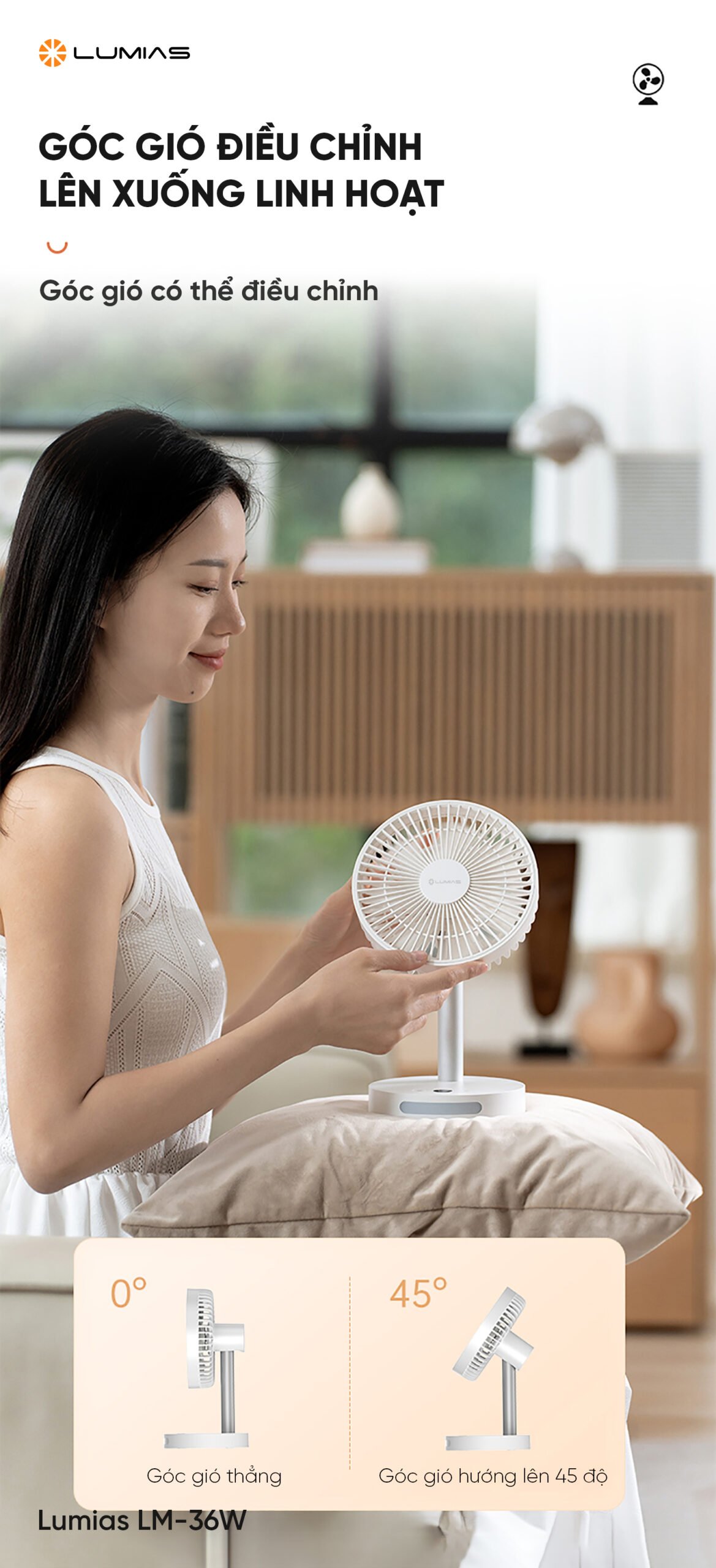 Góc gió điều chỉnh lên xuống