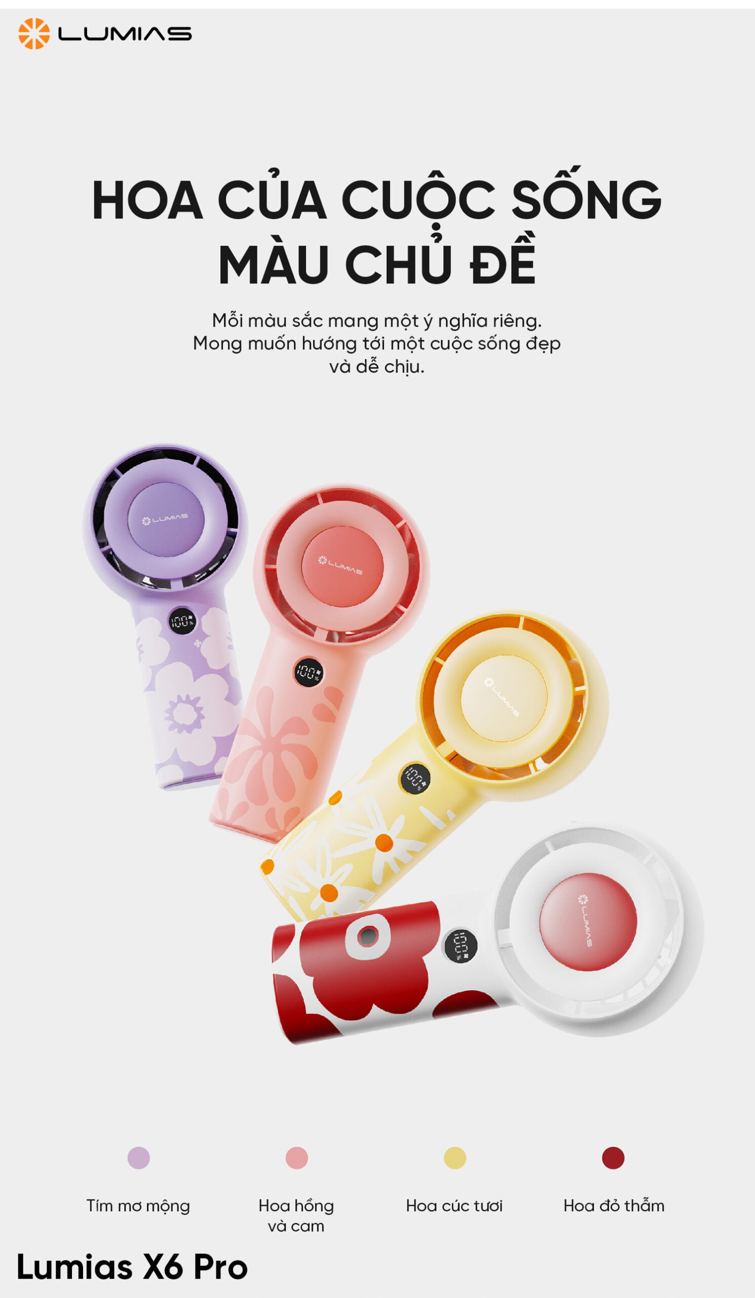 Quạt tích điện LUMIAS X6 Pro nhiều chủ đề