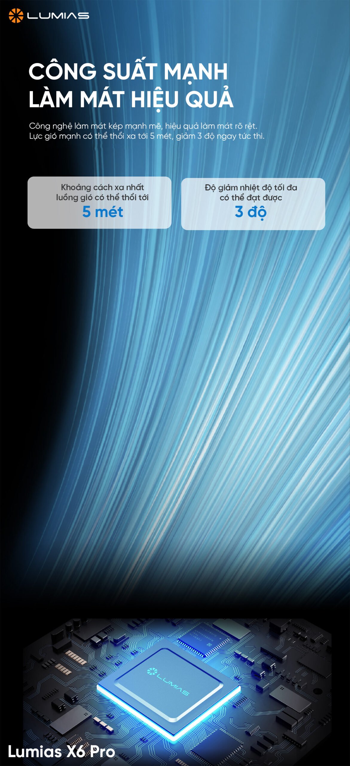 Công suất mạnh làm mát hiệu quả