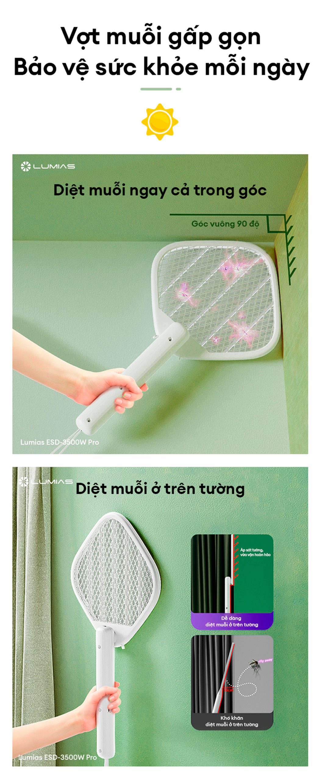 Vợt muỗi gấp gọn bảo vệ sức khỏe mỗi ngày