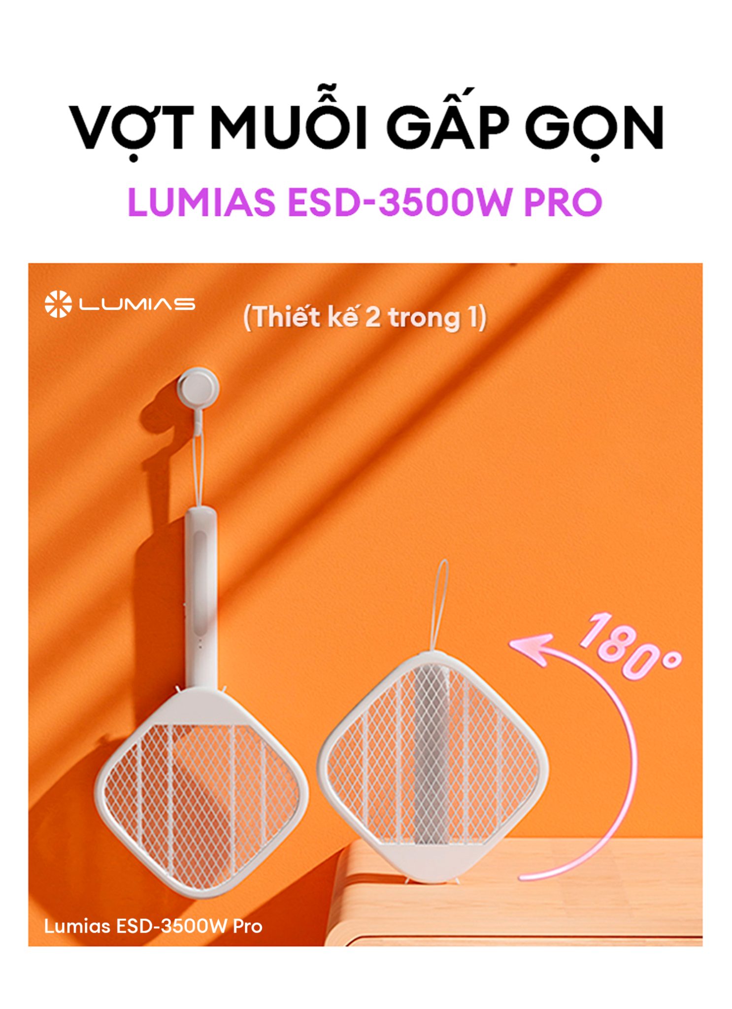 Vợt muỗi gấp gọn LUMIAS ESD-3500W PRO