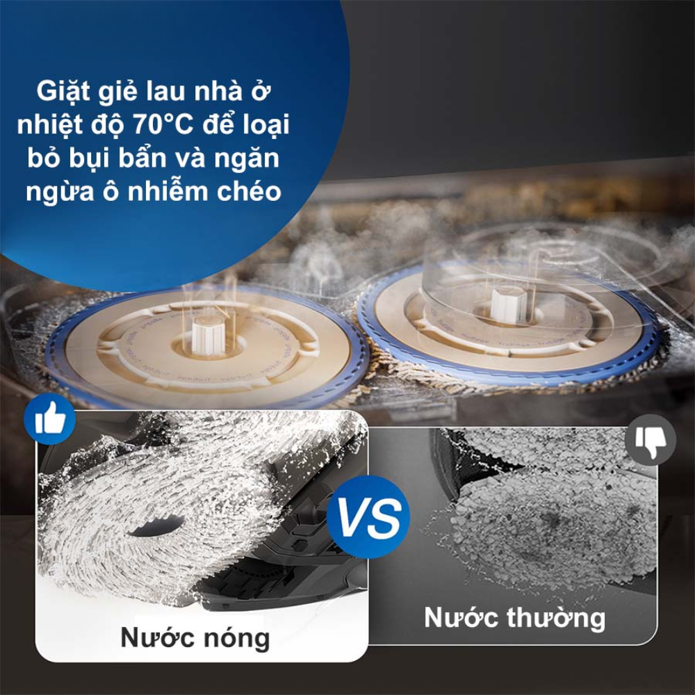 Giẻ lau được giặt bằng nước nóng 70°C