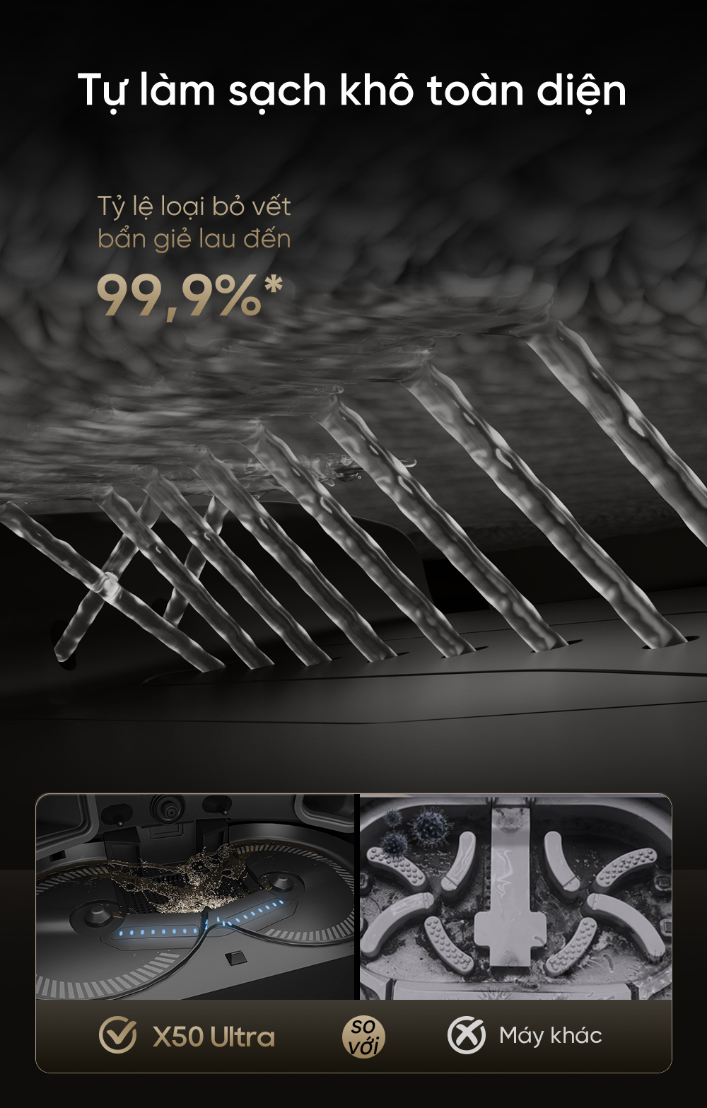 Robot hút bụi lau nhà thông minh chiến binh vượt địa hình Dreame X50 Ultra