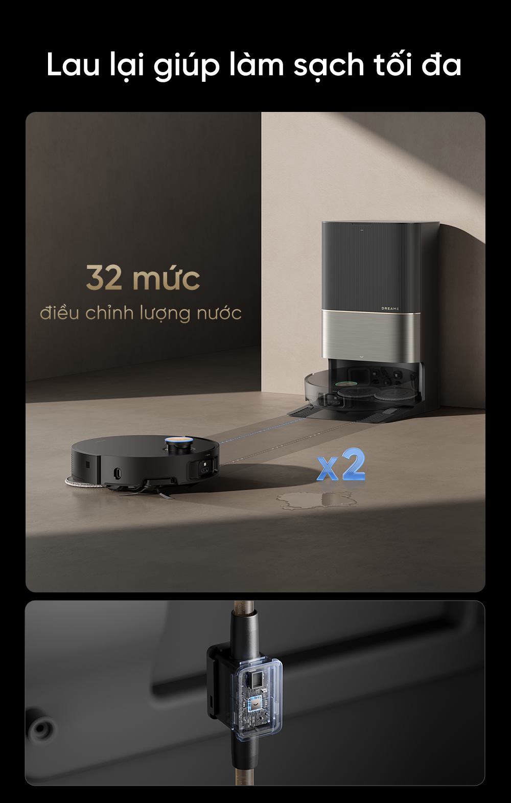 Robot hút bụi lau nhà thông minh chiến binh vượt địa hình Dreame X50 Ultra