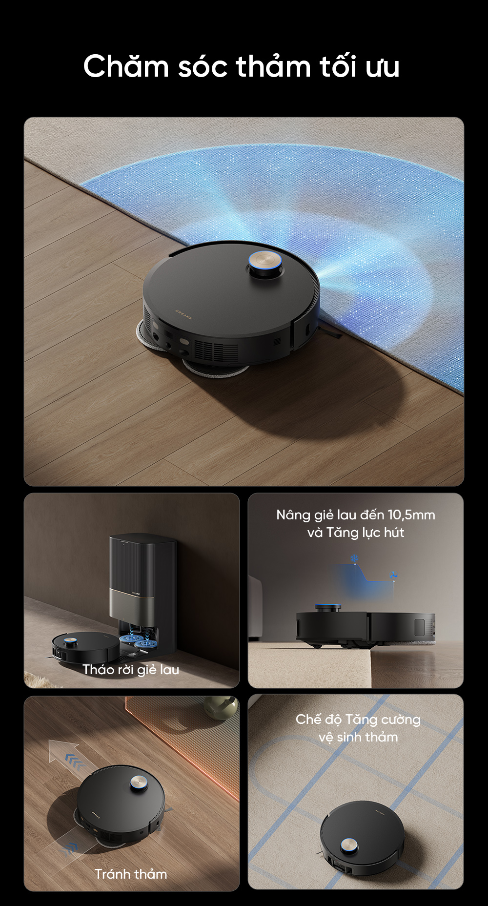 Robot hút bụi lau nhà thông minh chiến binh vượt địa hình Dreame X50 Ultra