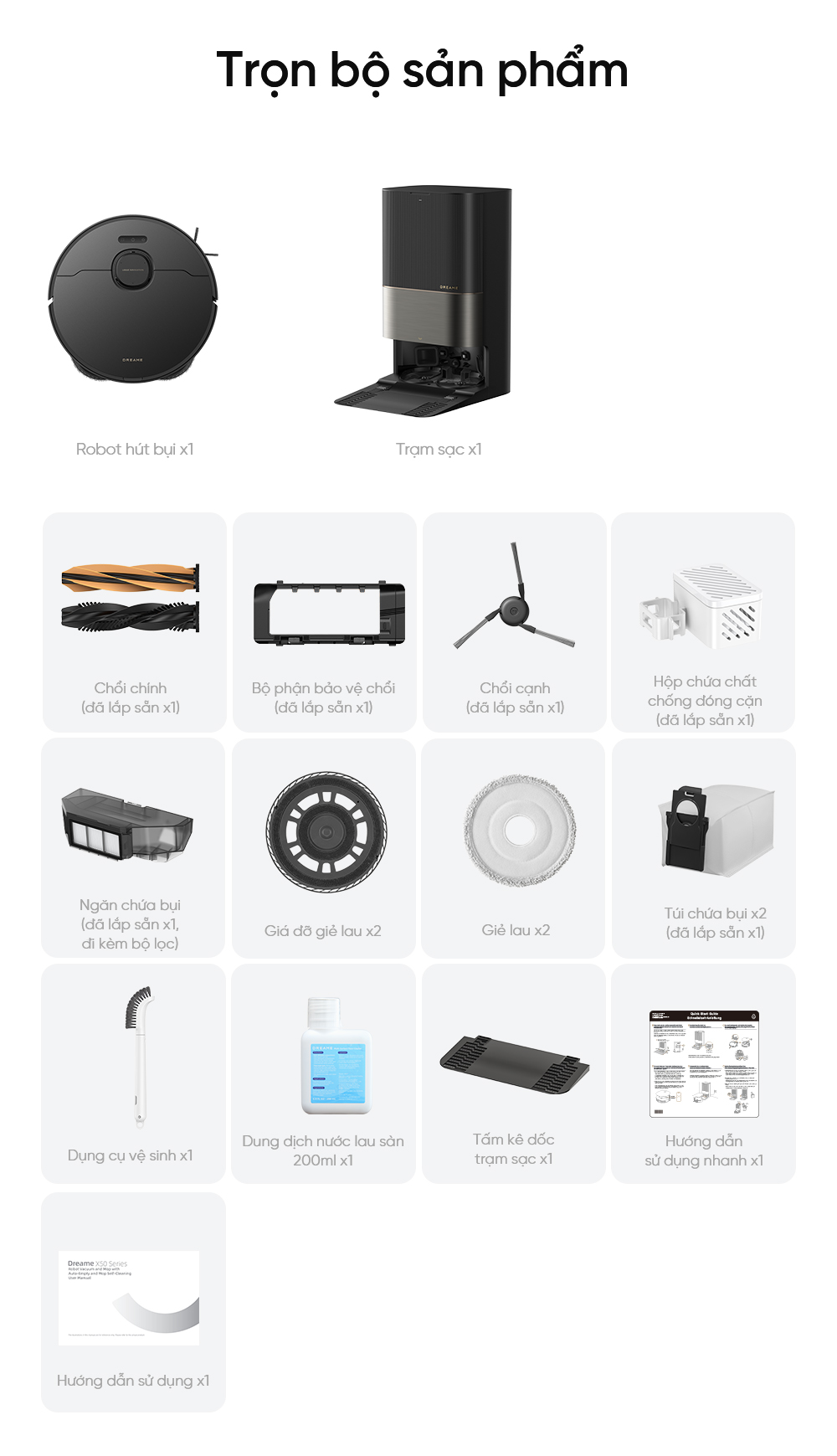 Robot hút bụi lau nhà thông minh chiến binh vượt địa hình Dreame X50 Ultra