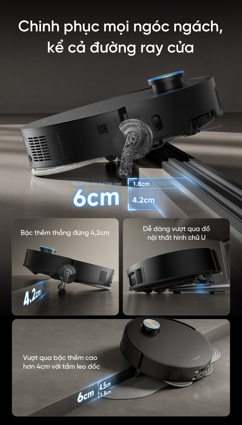 Robot hút bụi lau nhà thông minh chiến binh vượt địa hình Dreame X50 Ultra