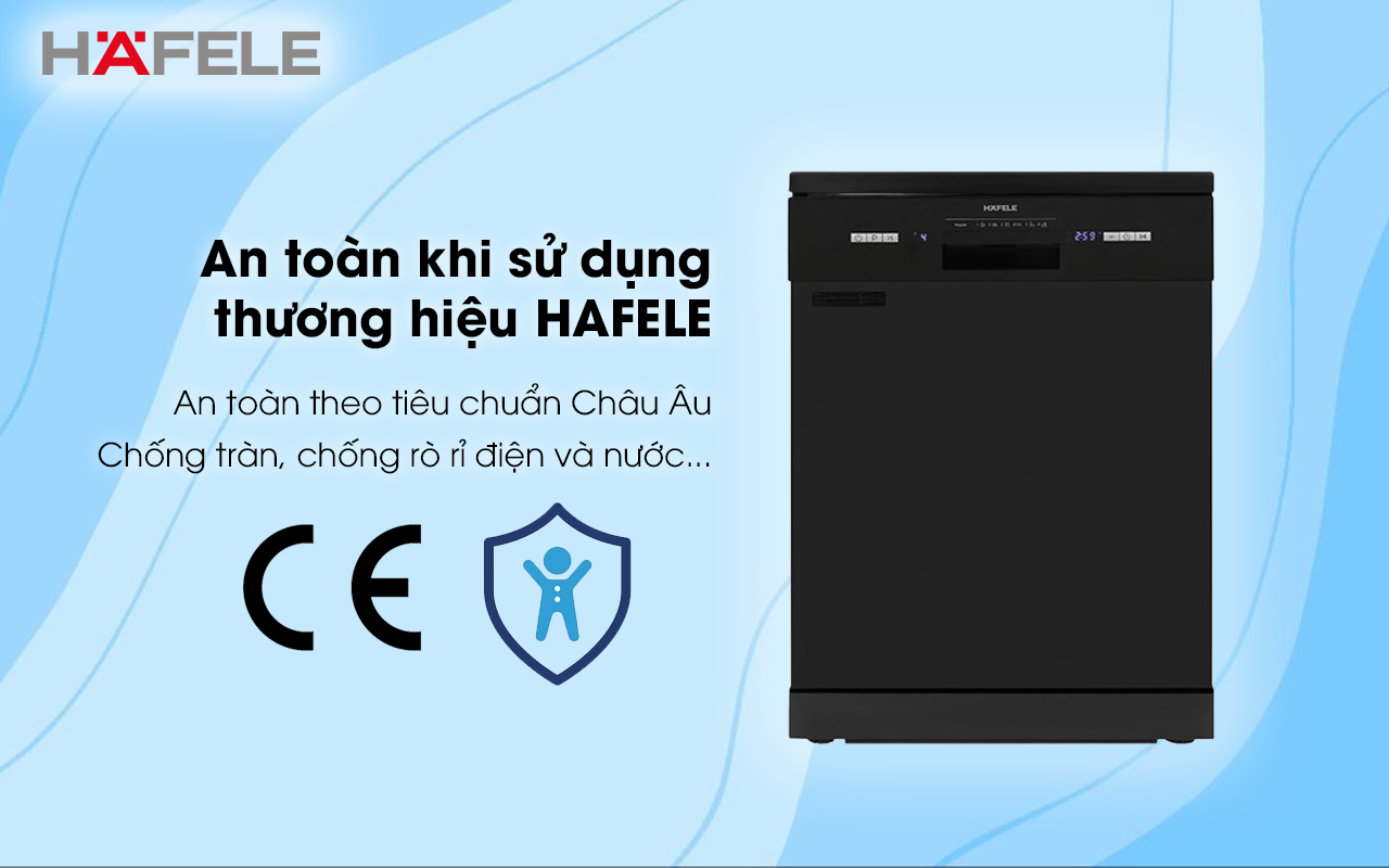 Máy rửa chén độc lập HAFELE HDW-F601B An toàn khi sử dụng thương hiệu HAFELE