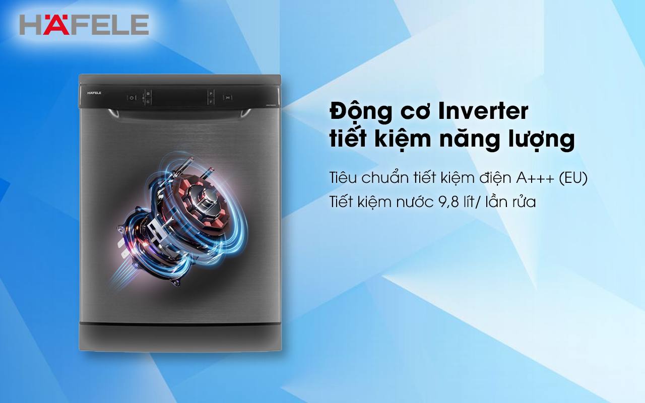 Máy rửa chén độc lập HAFELE HDW-F602EB động cơ inverter tiết kiệm năng lượng