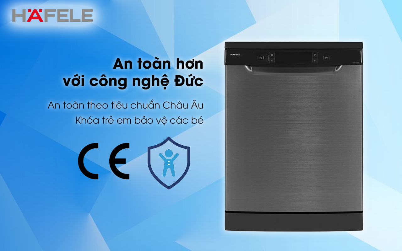 Máy rửa chén độc lập HAFELE HDW-F602EB an toàn hơn với công nghệ Đức