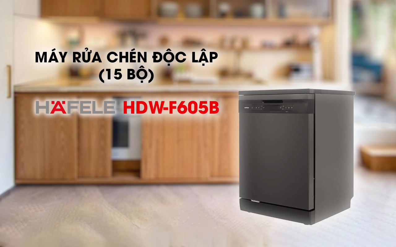 HAFELE HDW-F605B – 535.29.660 – Máy rửa chén độc lập (15 bộ bát đĩa) – Chính hãng – BH 24 tháng Máy rửa chén độc lập HAFELE HDW-F605B 15 bộ