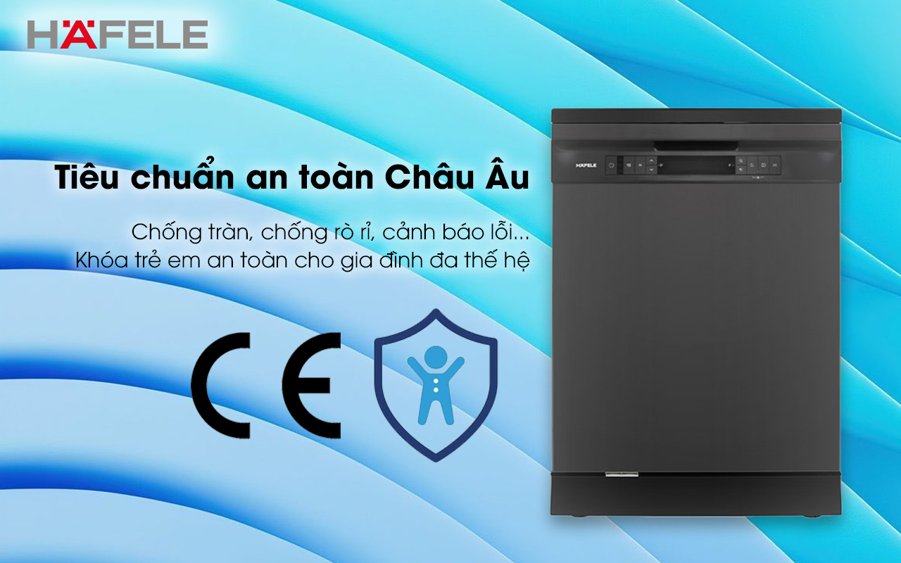 HAFELE HDW-F605B – 535.29.660 – Máy rửa chén độc lập (15 bộ bát đĩa) – Chính hãng – BH 24 tháng Máy rửa chén độc lập HAFELE HDW-F605B tiêu chuẩn an toàn châu Âu