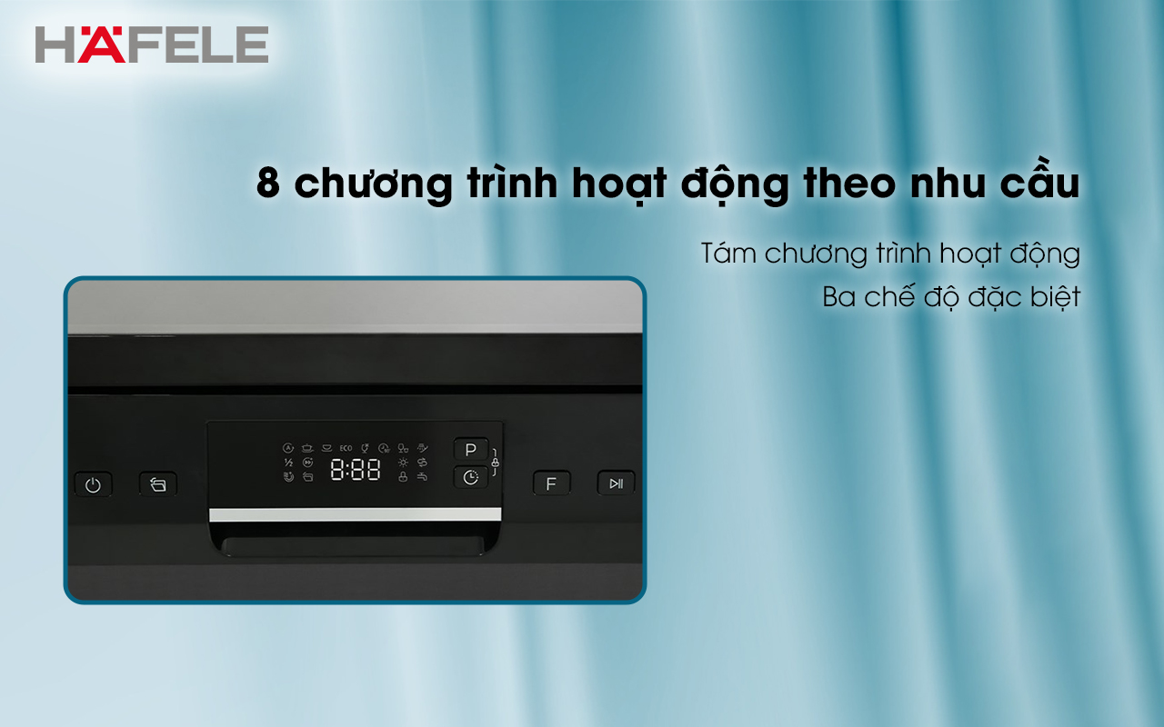 HAFELE HDW-F60EB – 538.21.310 – Máy rửa chén độc lập (14 bộ bát đĩa) – Chính hãng – BH 24 tháng Máy rửa chén độc lập HAFELE HDW-F60EB nhiều lựa chọn chương trình hoạt động