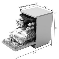 HAFELE HDW-F60E – 538.21.200 – Máy rửa chén độc lập (15 bộ bát đĩa) – Chính hãng – BH 24 tháng