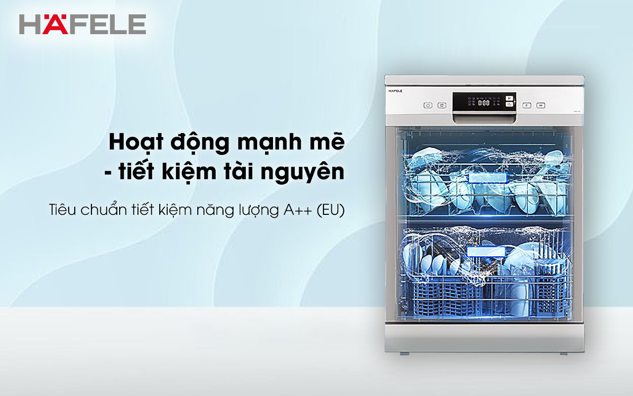 Máy rửa chén độc lập HAFELE HDW-F60E hoạt động mạnh mẽ tiết kiệm tài nguyên