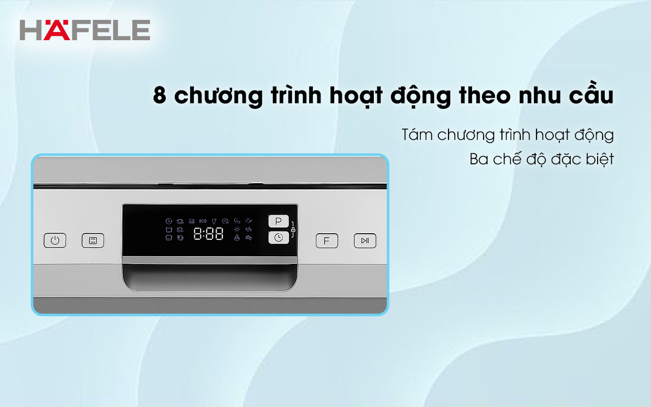 Máy rửa chén độc lập HAFELE HDW-F60E 8 chương trình hoạt động