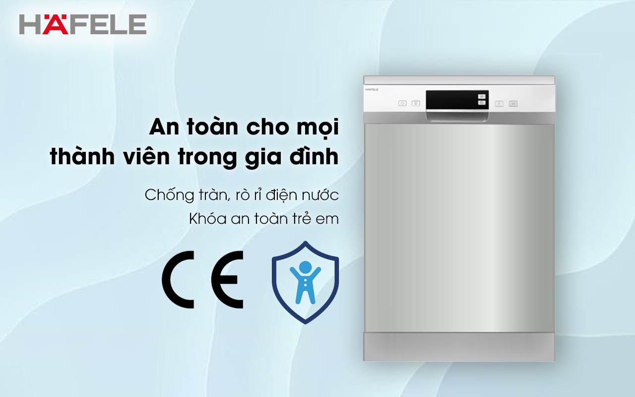 Máy rửa chén độc lập HAFELE HDW-F60E an toàn cho mọi thành viên trong gia đình