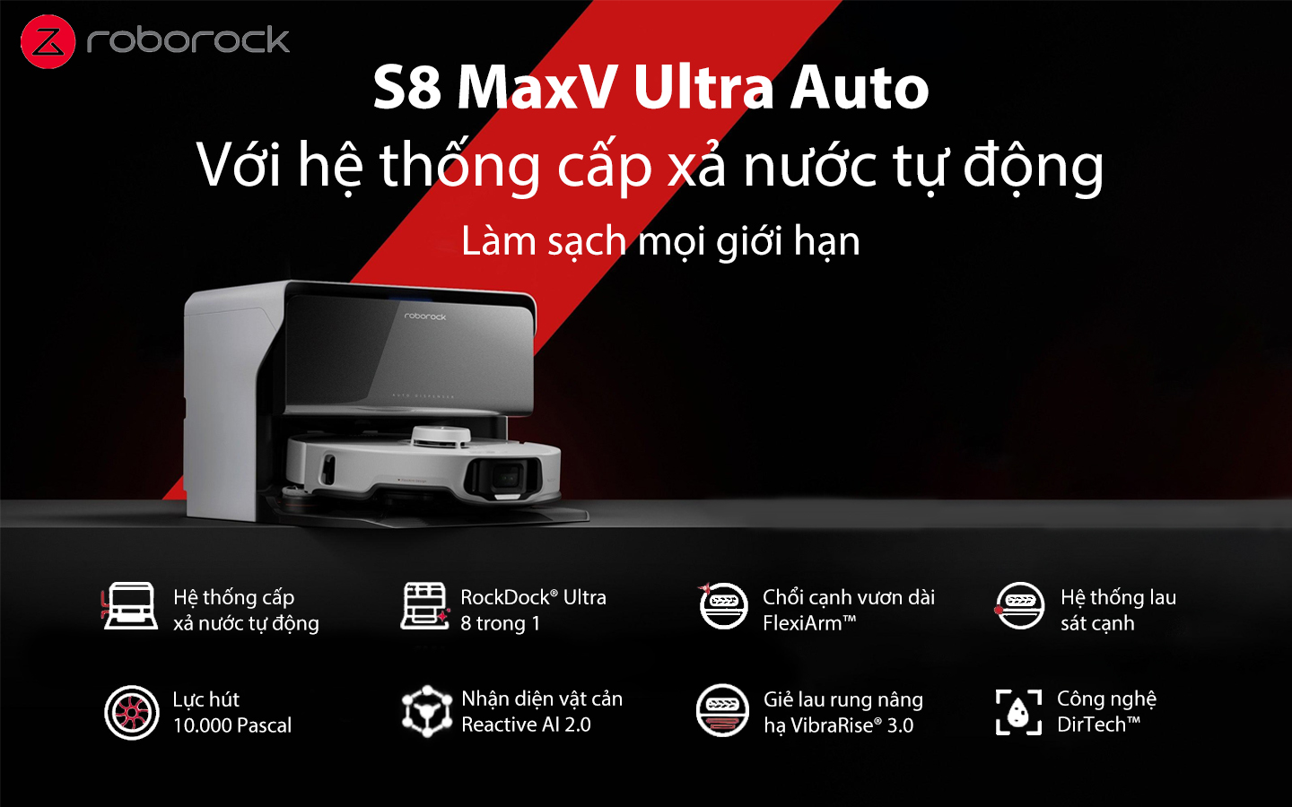Robot hút bụi lau nhà Roborock S8 MaxV Ultra Auto